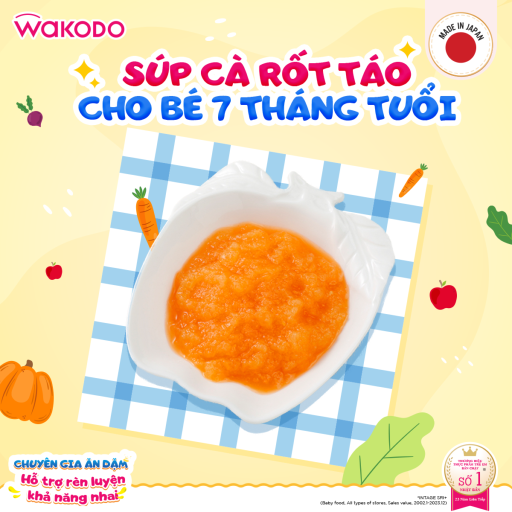 SÚP CÀ RỐT TÁO CHO BÉ TỪ 7 THÁNG TUỔI​
